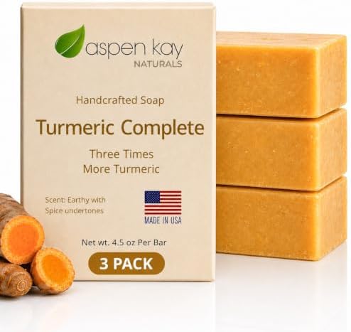 Turmeric Soap for Face & Body, Handmade, Cold Process, Organic. 3 pack