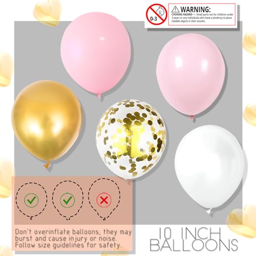 Image of Balloon Column Stand Kit with Metallic Pearl Light Pink&Gold Balloons,Balloon Column Kit for Floor&Table Backdrop Decoration for Confession Proposal,Party Wedding Baby /Bridal Shower Birthday