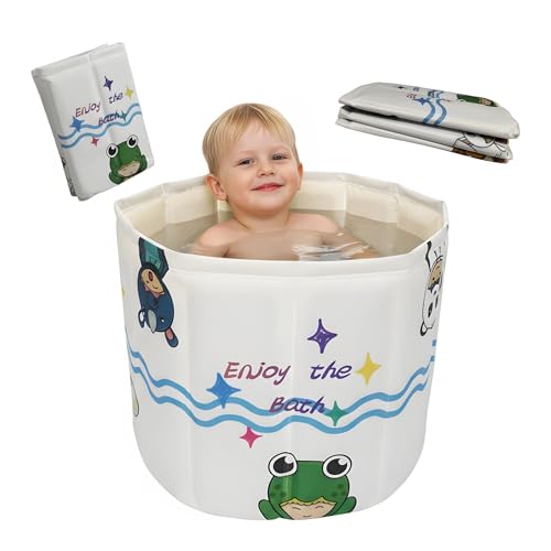 WAVYEASE Neue Design Tragbare Badewanne für Kleinkinder - Faltbare Sitzbadewanne für Kinder, Sekundenschneller Aufbau, Einfache Aufbewahrung, Leichtgewicht, Reisezubehör für 12-60 Monate