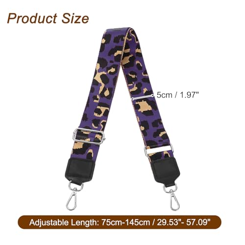 Image of uxcell Wide Shoulder Strap, 5cm Adjustable Purse Strap Replacement Crossbody Strap for Shoulder Bag Wallets, Purple, Silver Square Mouth Buckle