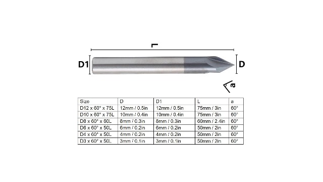 Image of Tungsten Steel 60 Degree Milling Cutter V Groove Router Bit for CNC Carving and Chamfering(D6 x 60 x 50L)3 Flutes Chamfer End Mill