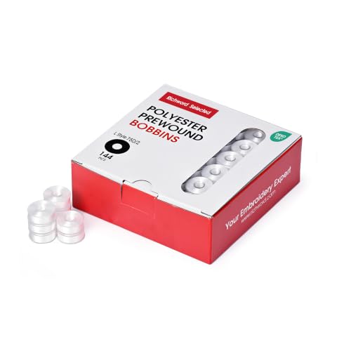 BAi Prewound Embroidery Bobbins White 144pcs Plastic Sided Type L (SA155) 60WT (75D/2) Bobbin Thread for Embroidery Machines Compatible with Sewing and Multi-Needle Machines