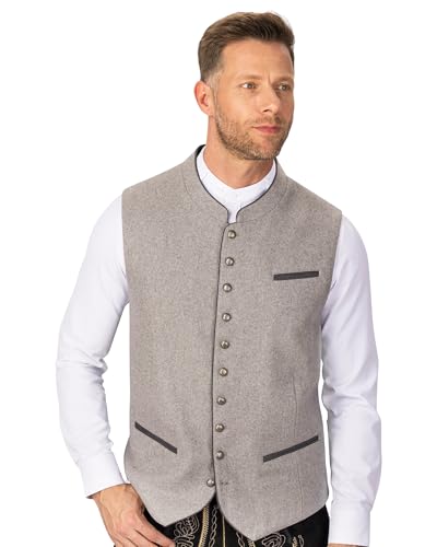 Wiesnstern Trachtenweste Light Silver Robuste & hochwertige Trachtenweste für Herren perfekt für das Oktoberfest Optimale Passform