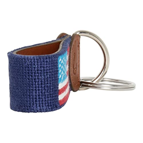 Image of Leather Hand-Stitched Needlepoint Key Fob or Key Chain