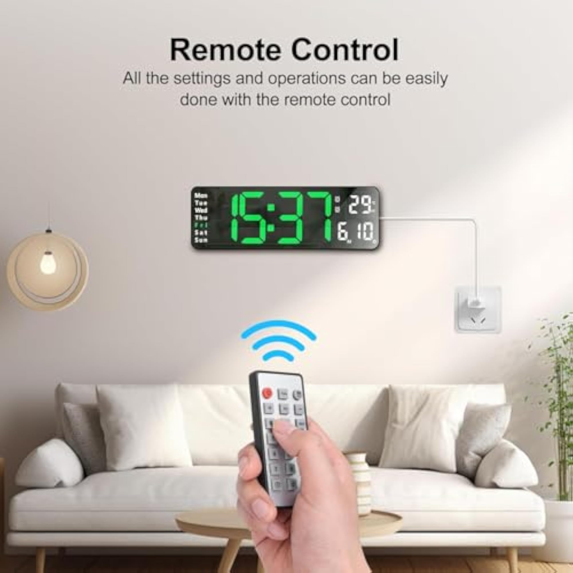 Silent LED Digital Wall Clock with Remote Control