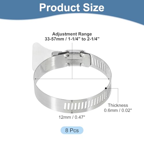 Abrazadera de manguera de engranaje helicoidal uxcell inoxidable 33-57mm tornillo ajustable 3