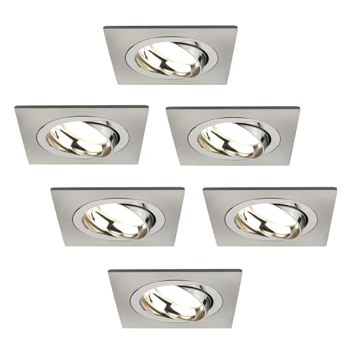 Ledvion - 6X LED Downlights Sevilla, Regulables, 3W, 2700K, Ø92 mm, Acero Inoxidable, 2 Años de Garantía