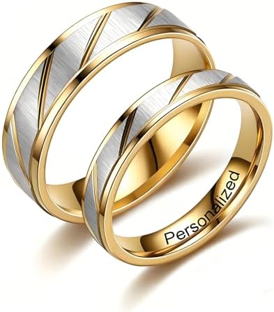 Ihanskio Anillo personalizado para pareja anillos de patrón de ra...