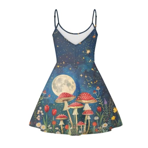 Image of Women's Spaghetti Strap Dress Summer Casual Swing Sundress Girls Beachwear Swing Mini Dress
