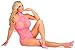 Cocolicious Women's Sexy Net Choker Cheeky Halter Neck Bodysuit Lingerie (One Size, Pink)