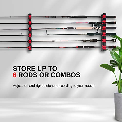 Tuehutde Fishing Rod Holders,Horizontal Fishing Pole Holders Fishing Rod Rack Wall Mount Fishing Pole Rack Rod Storage Racks For Garage Room, Boats,Ceiling, Rv -Store 6 Fishing Rods Or Combos,1 Pair #TOP1