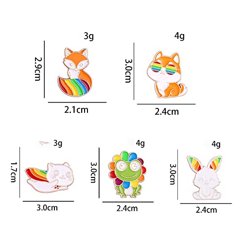 Image of Cute Cartoon Animal Enamel Pins Rainbow Pet Cat Lapel Pin Brooch Badge Fox Button Pin Rabbit Brooches for Women Girls Clothing Backpacks Bags Hats Accessory