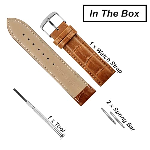 Image of DBLACK ''HIKRO'' Leather Watch Strap, Bamboo Design Full Padded Watch Belt / / For 18mm, 20mm, 22mm, 24mm, or 26mm Watch Band (Choose Your Size & Color)