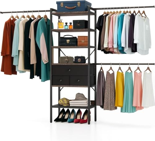 YITAHOME Modular Closet System with Drawers & Clothing Rack - Adjustable Wardrobe Organizer, Durable Steel Frame, Space-Efficient Design for Bedroom, Closet, or Laundry Room, Quick Assembly