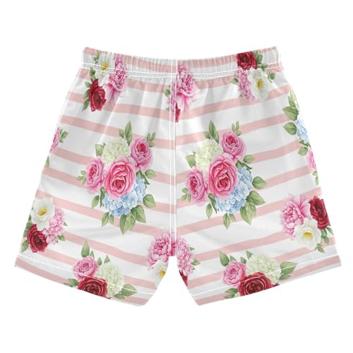 Kids Swim Trunks, Anti-Chafe Swim Trunks Boys 2 T, Bouquets Pink2