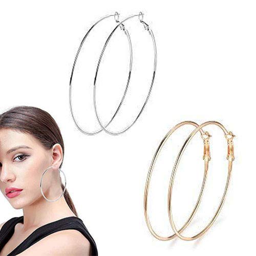 Uni-Fine Big Hoop Earrings, Stainless Steel Big Hoop Earrings Silver Gold Hypoallergenic Earrings Big Earrings for Women Girls Gift (50/60/70MM)