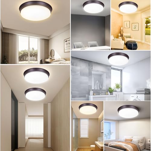 Image of 2PACK LED Flush Mount Ceiling Light Fixtures Oil Rubbed Bronze, 13Inch 36W Dimmable & 2700K-6500K 5CCT Adjustable LED Ceiling Lights, 4000LM Modern LED Lamp for Kitchen, Bedroom, Porch, Hallway