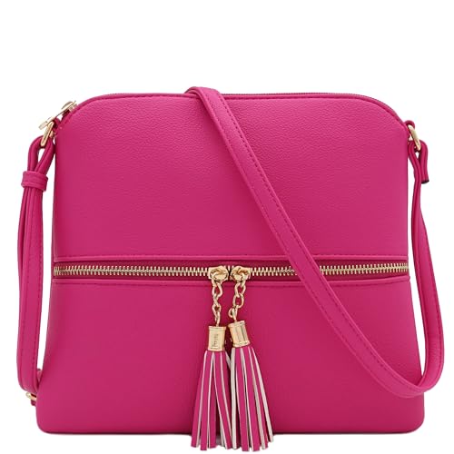 Image of DELUXITY Lightweight Medium Crossbody Bag with Tassel