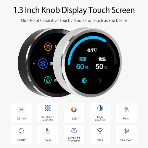 Image of ESP32-C3 Round Knob Display 1.28 Inch 240x240 IPS TFT esp32 Development Board with Display for LVGL WiFi BLe Uart Rotary (Black)