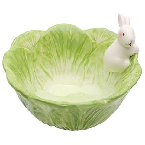 Yardwe Bunny Ceramic Easter Candy Bowl Cover