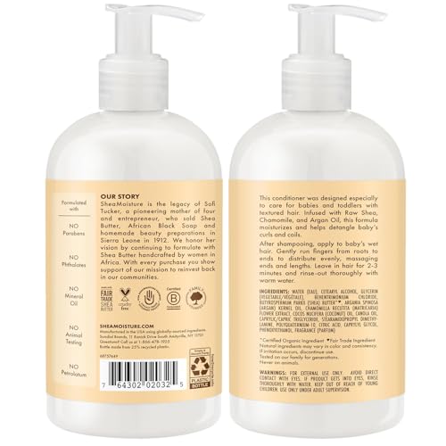Shea Moisture Baby Care Set – Baby Wash & Shampoo + Baby Conditioner, Delicate Skin & Hair Care, Moisturizer & Detangler for Coily & Curly Hair, 13 Oz Ea (2 Piece Set) - Image 4