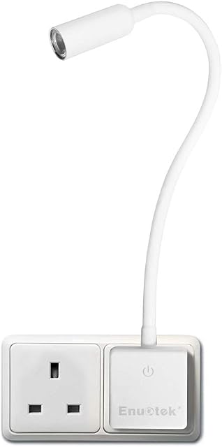 Dimmable LED Wall Reading Light, Plug in Bedside White LED Wall Light 3W for Reading, Swing Arm Flexible Gooseneck LED Wall Lamp on Outlet Socket, Neutral White 4000K with Power Plug and Touch Switch