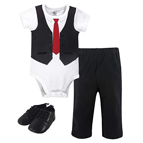 Image of Little Treasure Unisex Baby Cotton Bodysuit, Pant and Shoe Set