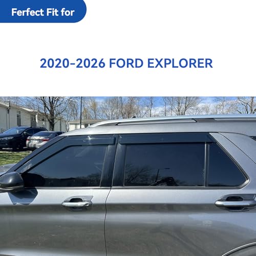 Image of Window Visors Rain Guards for 2020-2026 Ford Explorer, Out-Channel Window Vent Wind Deflectors Visors Shades for 20-26 Explorer