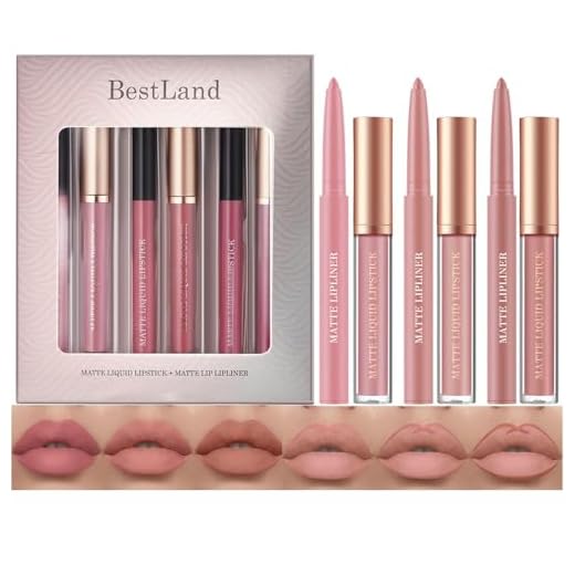 6 Stück Matt Lippenstift & Lip Liner Set, Velvety Nude Lipstick, Waterproof Non-Stick Cup Not Fade Liquid Lipstick, Lip Liner Lip Gloss Make Up Set (Set E)