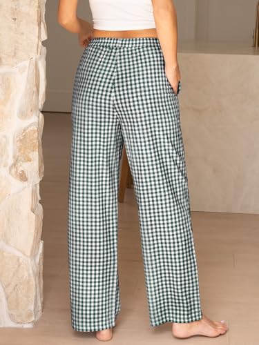 Image of ANRABESS Womens Gingham Striped Boxer Pants | 2026 Fall Outfits,Wide Leg Elastic Waist with Pockets,Casual Lounge Pajama Bottoms,Lightweight Breathable,Fashion Clothing
