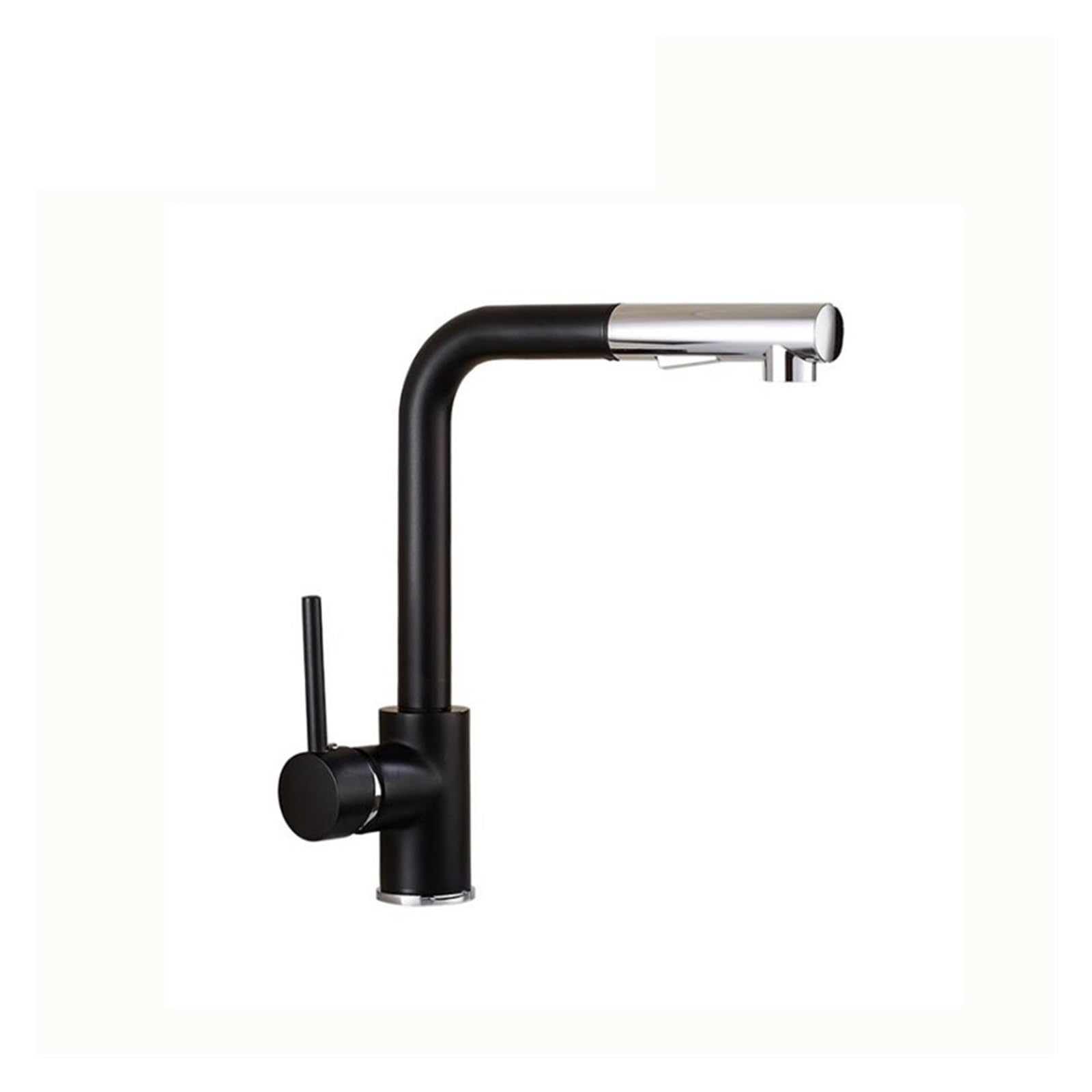 Grifo extraíble de latón para fregadero de cocina monomando negro