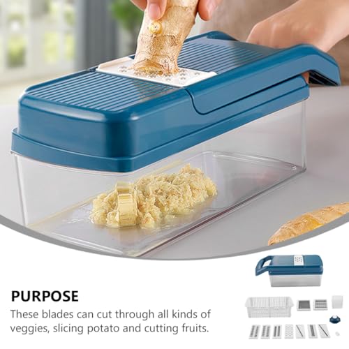 Cortadora y ralladora manual para verduras azul multifunctional miniatura 7