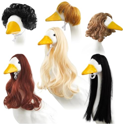 Tressify 6 Stück Gänseperückenkappen für Gartendekoration, Gans und Veranda-Kleidung, leuchtende Farben, Material