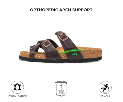 Image of AEROTHOTIC Recovery Slides for Women Cork Footbed Adjustable Straps Sandals