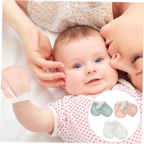 BESPORTBLE 3 Pairs of Anti-Scratch Baby Mittens Breathable String Design Cotton Infant Gloves for Toddler Hands for Newborns and Infants3