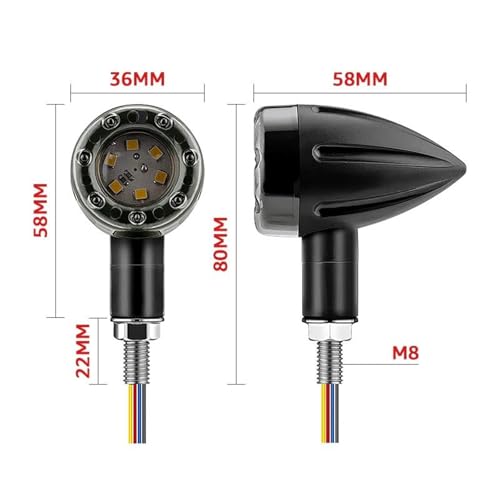 Clignotant de moto haut de gamme style Bullet avec feu stop - 6