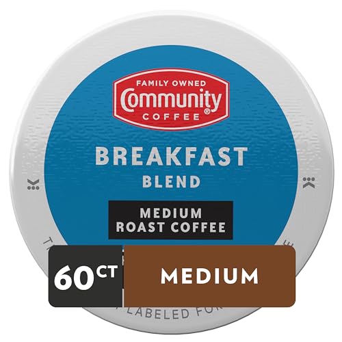 Image of Community Coffee Breakfast Blend 60 Count Coffee Pods, Medium Roast, Compatible with Keurig 2.0 K-Cup Brewers, Box of 60 Pods