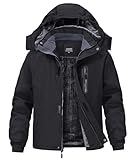 Buyboxs Winter Jackets for Kids Warm Fleece Heavyweight Thermal Boys Waterproof Coat with Hood Insulated Snow Jacket for Youth Black L (10-12)