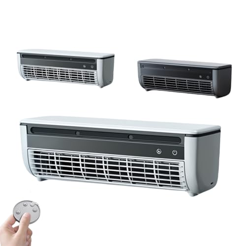 No drilling kitchen wall air conditioner fan, featuring three color options and a remote control, ideal for modern smart home integration.