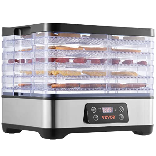 VEVOR Food Dehydrator Machine, 5-Tray Fruit Dehydrator, 300W Electric Food Dryer w/Digital Adjustable Timer & Temperature for Jerky, Herb, Meat, Beef, Fruit, Dog Treats and Vegetables, ETL Listed by VEVOR - Used condition - US$37.13