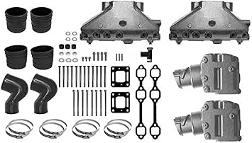 RPS 4.3L V6 One-Piece Exhaust Manifold Conversion kit to Two-Piece Set Compatible with Mercruiser 4.3 V6 Engines