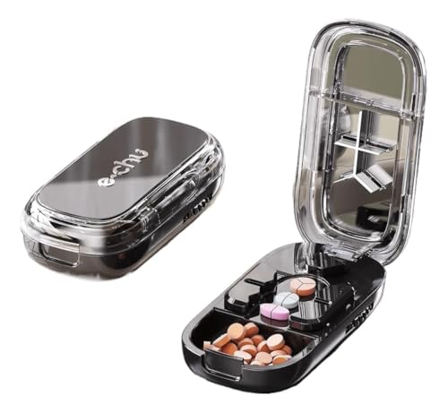 Echu Pill Cutter, Caketotu Pill Cutter For Small And Tiny Pills (2-15mm), 1/2 1/3 1/4 Cutter With 4-Zone Division Portable Medic