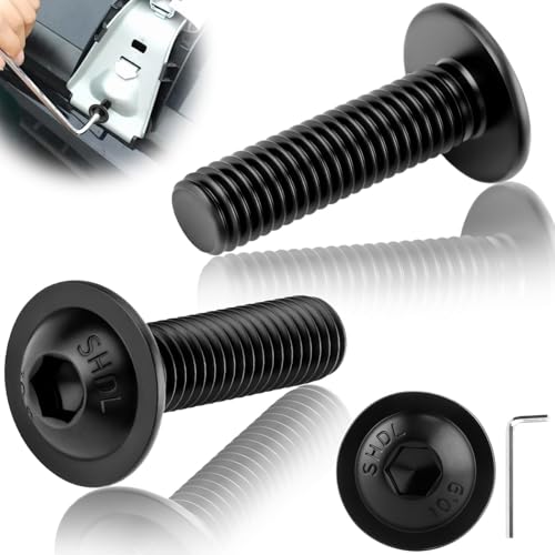 sturiz 50 viti a testa bombata in acciaio inox M5 x 35 mm, colore nero con flangia, rotonde a testa piatta, filettatura completa a esagono incassato per gambe del tavolo, costruzione di veicoli