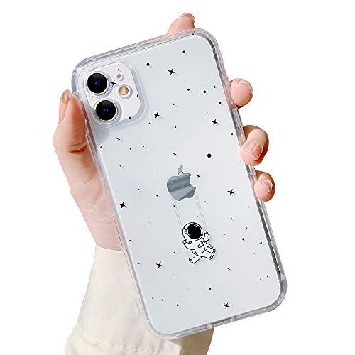 Ownest Compatible with iPhone 11 Case (6.1 Inch) for Clear Cute Creative Astronaut Cartoon Pattern Soft TPU Protective Slim Shockproof Case for iPhone 11-Swing