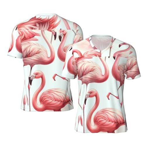 Stylish Athletic Sports Jersey Flamingos-Watercolor Men's Rugby Jersey Small