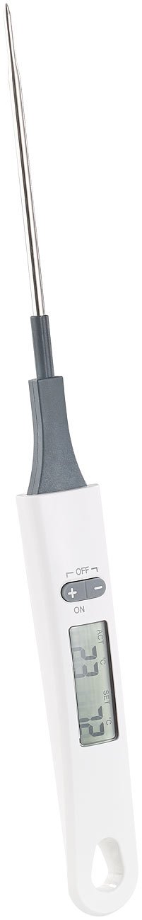 Rosenstein & Söhne Speisethermometer: 3in1-Kochlöffel mit Steak- und Koch-Thermometer (Löffel Thermometer, Rührlöffel mit, BBQ)