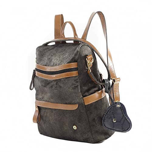 Mochila Feminina Antifurto Betenia Couros de Couro Legítimo Preto para Notebook até 15'' - Para Uso Escolar e passeios