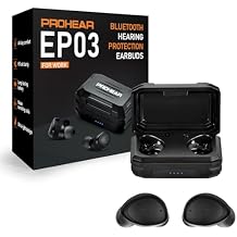 PROHEAR EP03 Bluetooth Hearing Protection Earbuds -OSHA 25dB NRR, True Wireless, Heavy Duty with 2-Mic ENC for Clear Calls, Bluetooth 5.3 Stable, 15H Battery for Construction Workers & Lawn