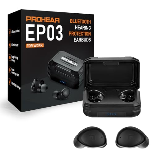 PROHEAR EP03 Bluetooth Hearing Protection Earbuds -OSHA 25dB NRR, True