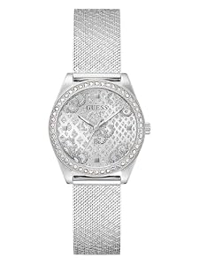 Guess Silver-Tone Mesh Analog Watch GW0748L1